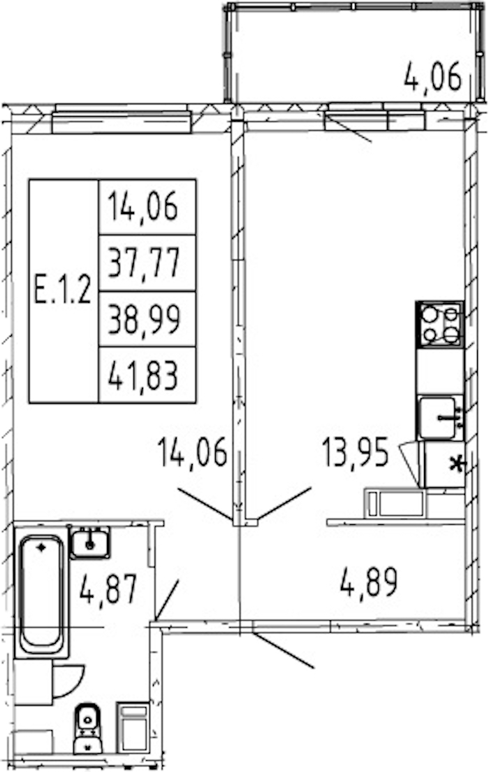 1-комнатная квартира 37.77 м², 4/12 эт., ЖК «Полис ЛАВрики»